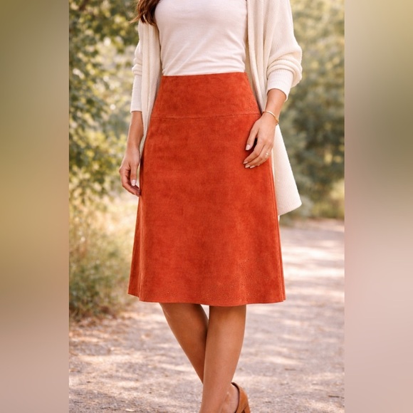 Promod Dresses & Skirts - Promod Genuine Italian Suede A-Line Skirt | Size 2 | Burnt Orange